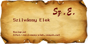 Szilvássy Elek névjegykártya